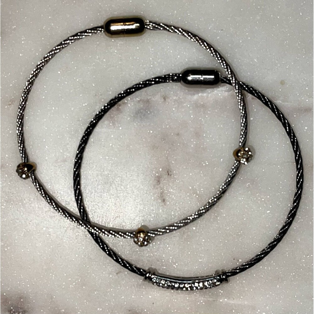 Two Magnetic Closure Cable Bracelets